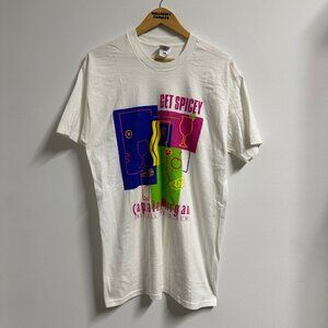 Vintage Captain Morgan Rum Get Spicey Cocktail Tshirt Promo White Large